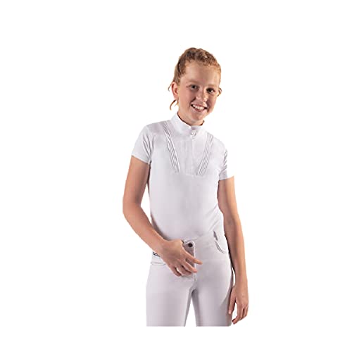 QHP Turniershirt Riva Junior mit plissierten Details verdeckter Reißverschluss weiß (152, Numeric_152) von QHP