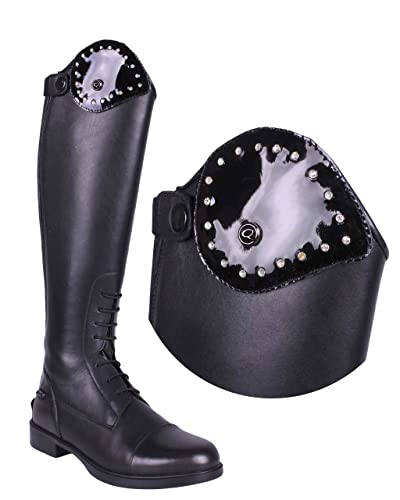 QHP austauschbarer Dressurbogen/Schaftoberteil für Reitstiefel Romy Leder mit Klettverschluss Verschiedene Designs (38-40, Crystal) von QHP