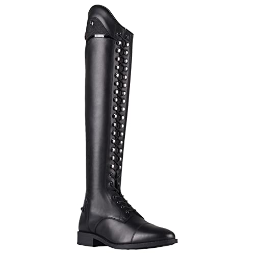 Reitstiefel Damen Hailey Adult | Auffälliges Design | Angenehmes Tragen | Dekorative Schnürung | Einfaches An- und Ausziehen | Pflegeleicht von QHP
