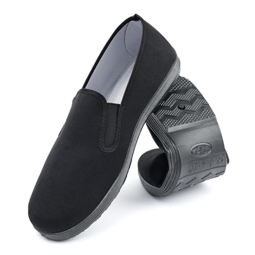 QHYNBRO Old Beijing Kung Fu Schuhe Unisex Traditionelle Kampfkunstschuhe für Tai Chi mit Canvas Obermateria & Rutschfester Gummisohle Vollschwarz Leicht Langlebig Kulturdesign EU 41 von QHYNBRO