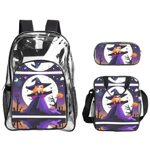 QHZLY BewitchedBash Rucksack, Lunch-Tasche, Federmäppchen, transparentes PVC, leicht und langlebig QHZLY BewitchedBash Rucksack, Lunch-Tasche, Federmäppchen, transparentes PVC, leicht und langlebig von QHZLY