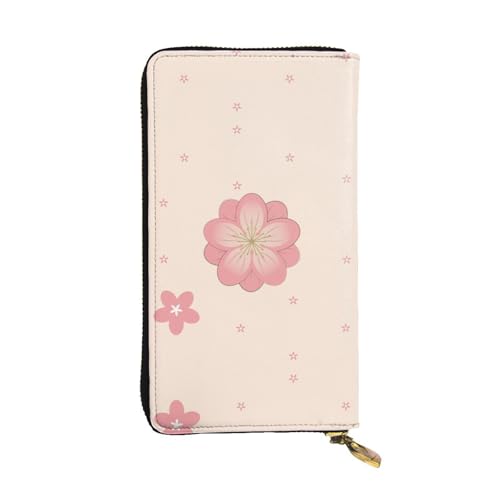 QHZLY Clutch-Geldbörse aus Leder, lang, klein, rosa Kirschblüten, Unisex, stilvoll und funktional, mit Kartenfächern, Reißverschlussfächern von QHZLY
