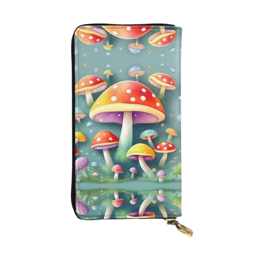 QHZLY Clutch aus Leder, lang, niedlich, farbige Pilze, Unisex, stilvoll und funktional, mit Kartenfächern, Reißverschlussfächern QHZLY Clutch aus Leder, lang, niedlich, farbige Pilze, Unisex, stilvoll und funktional, mit Kartenfächern, Reißverschlussfächern von QHZLY