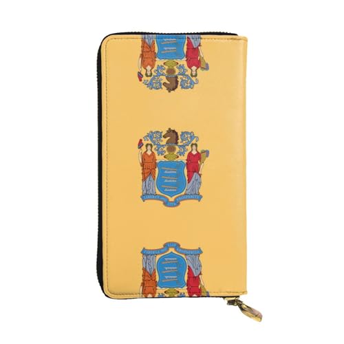 QHZLY Clutch aus Leder, lange Flagge von New Jersey, Unisex, stilvoll und funktional, mit Kartenfächern, Reißverschlusstaschen von QHZLY