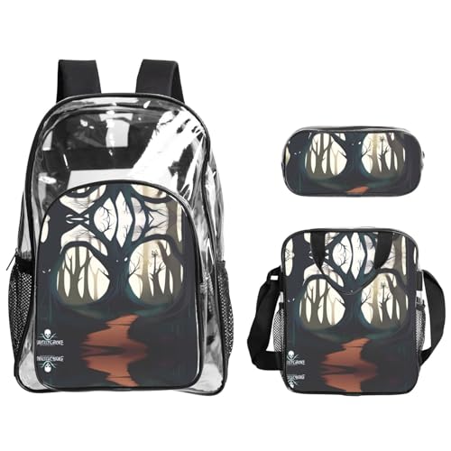 QHZLY GhastlyGrove Rucksack Lunch-Tasche Federmäppchen aus transparentem PVC, leicht und langlebig QHZLY GhastlyGrove Rucksack Lunch-Tasche Federmäppchen aus transparentem PVC, leicht und langlebig von QHZLY