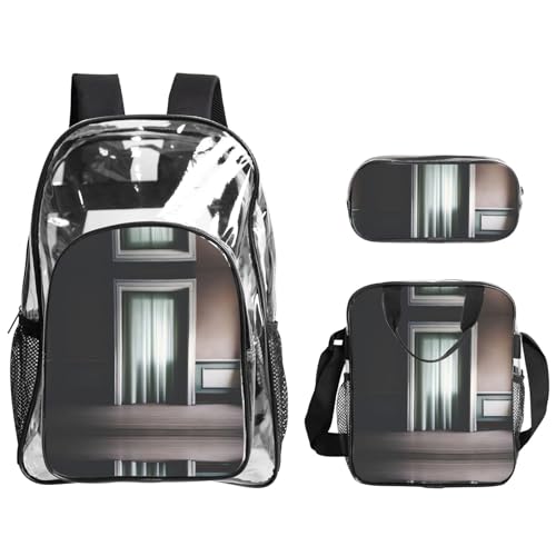 QHZLY GhostlyGlimpses Rucksack, Lunch-Tasche, Federmäppchen, transparentes PVC, leicht und langlebig QHZLY GhostlyGlimpses Rucksack, Lunch-Tasche, Federmäppchen, transparentes PVC, leicht und langlebig von QHZLY