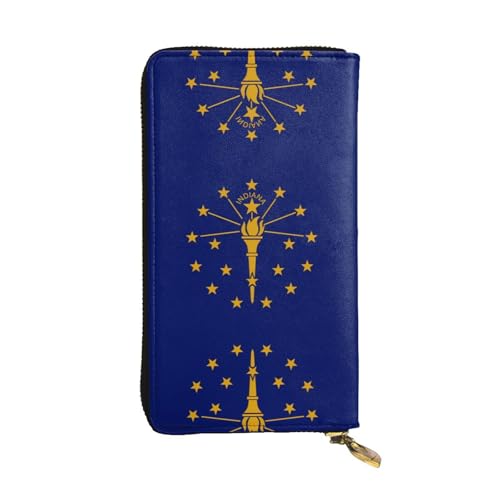 QHZLY Lange Clutch-Geldbörse aus Leder, Indiana-Staatsflagge, Unisex, stilvoll und funktional, mit Kartenfächern, Reißverschlusstaschen QHZLY Lange Clutch-Geldbörse aus Leder, Indiana-Staatsflagge, Unisex, stilvoll und funktional, mit Kartenfächern, Reißverschlusstaschen von QHZLY