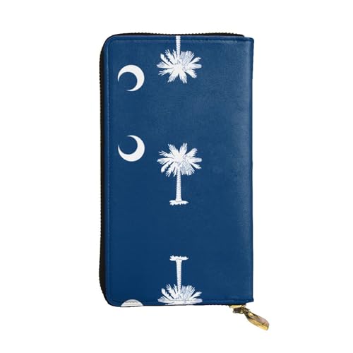 QHZLY Lange Clutch aus Leder, Motiv: South Carolina Flagge, Unisex, stilvoll und funktional, mit Kartenfächern, Reißverschlusstaschen QHZLY Lange Clutch aus Leder, Motiv: South Carolina Flagge, Unisex, stilvoll und funktional, mit Kartenfächern, Reißverschlusstaschen von QHZLY