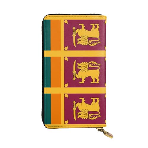 QHZLY Lange Clutch aus Leder mit Sri Lanka-Flagge, Unisex, stilvoll und funktional, mit Kartenfächern, Reißverschlussfächern QHZLY Lange Clutch aus Leder mit Sri Lanka-Flagge, Unisex, stilvoll und funktional, mit Kartenfächern, Reißverschlussfächern von QHZLY