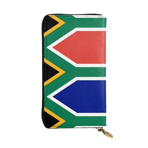 QHZLY Lange Geldbörse aus Leder, Motiv: südafrikanische Flagge, Unisex, stilvoll und funktional, mit Kartenfächern, Reißverschlusstaschen von QHZLY