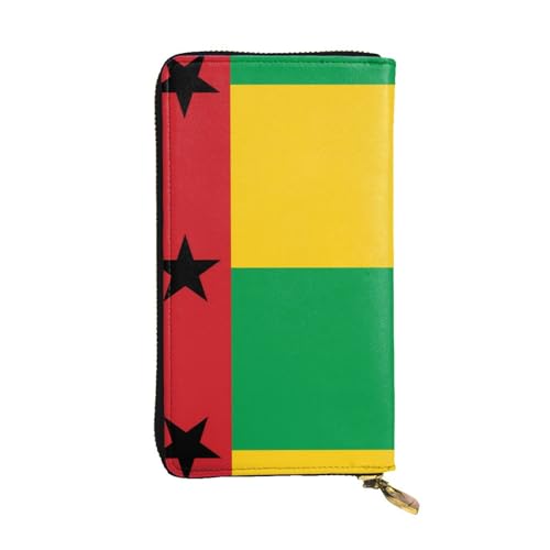 QHZLY Leder Lange Flagge von Guinea-Bissau Clutch Geldbörse für Unisex, stilvoll und funktional mit Kartenfächern, Reißverschlusstaschen von QHZLY