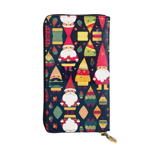 QHZLY Ledergeldbörse mit langem Weihnachtsmann mit langem Hut, Clutch, Unisex, stilvoll und funktional, mit Kartenfächern, Reißverschlusstaschen von QHZLY