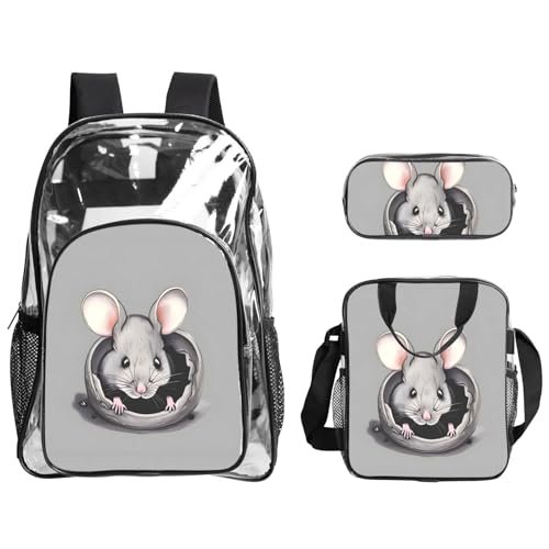QHZLY Ratten-Rucksack, transparent, PVC, Grau, Federmäppchen, leicht und langlebig QHZLY Ratten-Rucksack, transparent, PVC, Grau, Federmäppchen, leicht und langlebig von QHZLY