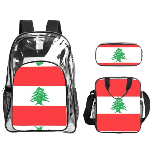 QHZLY Rucksack mit Libanon-Flagge, transparent, PVC, leicht und langlebig QHZLY Rucksack mit Libanon-Flagge, transparent, PVC, leicht und langlebig von QHZLY