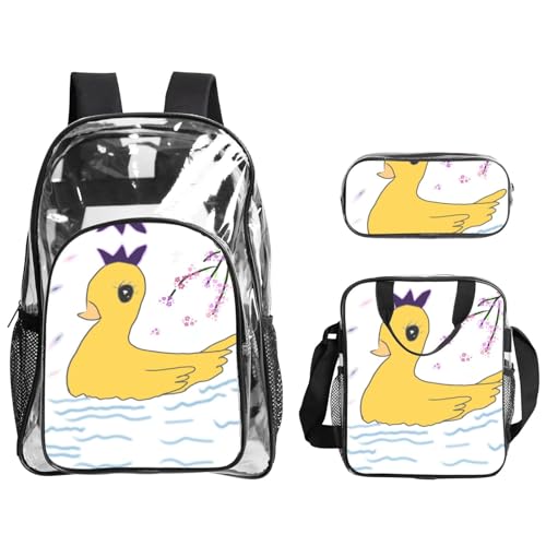 QHZLY Rucksack mit kleiner gelber Ente aus transparentem PVC, leicht und langlebig von QHZLY