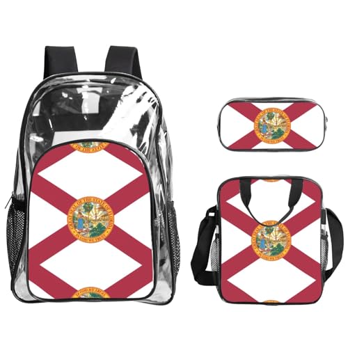 QHZLY Rucksack mit transparenter PVC-Flagge von Florida, Federmäppchen, leicht und langlebig von QHZLY