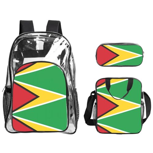 QHZLY Rucksack mit transparenter PVC-Flagge von Guyana, leicht und langlebig QHZLY Rucksack mit transparenter PVC-Flagge von Guyana, leicht und langlebig von QHZLY