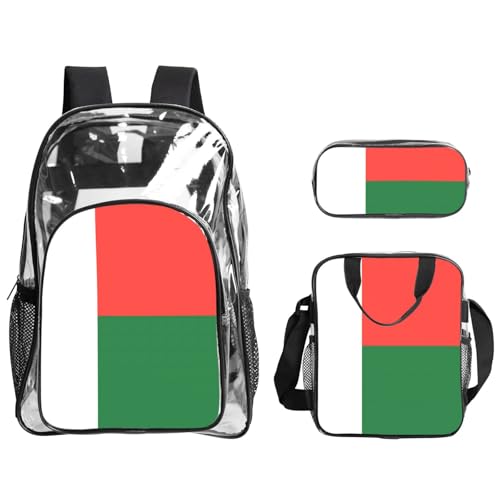 QHZLY Transparente PVC-Flagge von Madagaskar, Rucksack, Lunchtasche, Federmäppchen, leicht und langlebig QHZLY Transparente PVC-Flagge von Madagaskar, Rucksack, Lunchtasche, Federmäppchen, leicht und langlebig von QHZLY