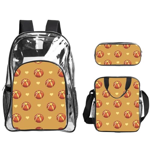 QHZLY Transparenter PVC-Butterbrot-Rucksack, Lunch-Tasche, Federmäppchen-Set, leicht und langlebig von QHZLY