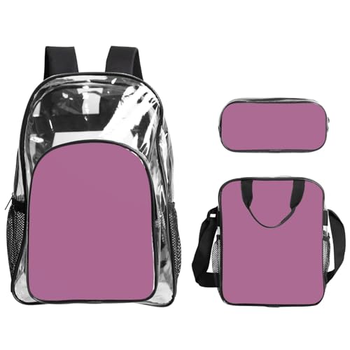 QHZLY Transparenter PVC-Rucksack, einfarbig, Weinrot, Lunch-Tasche, Federmäppchen, leicht und langlebig von QHZLY