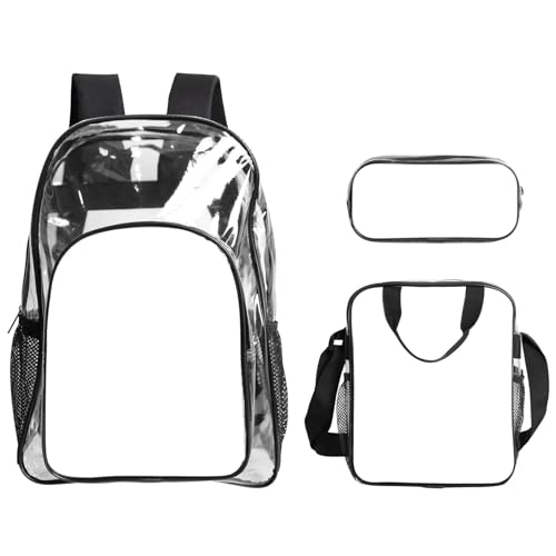 QHZLY Transparenter PVC-Rucksack, einfarbig, weiß, Lunch-Tasche, Federmäppchen-Set, leicht und langlebig QHZLY Transparenter PVC-Rucksack, einfarbig, weiß, Lunch-Tasche, Federmäppchen-Set, leicht und langlebig von QHZLY