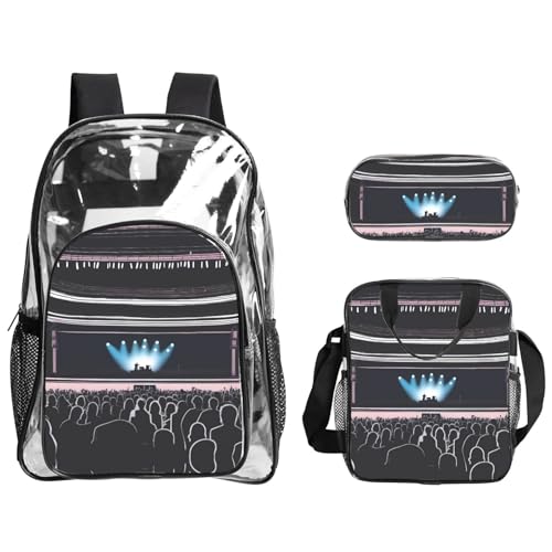 QHZLY Transparenter PVC-Rucksack für Konzert-Nacht, Lunch-Tasche, Federmäppchen-Set, leicht und langlebig von QHZLY