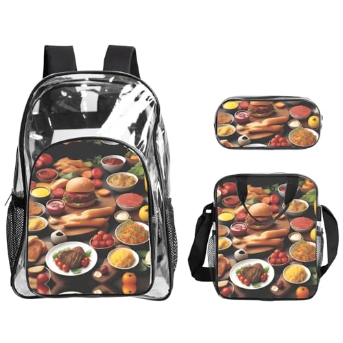 QHZLY Transparenter PVC-Rucksack mit Köstlichkeits-Rucksack, Federmäppchen, leicht und langlebig von QHZLY