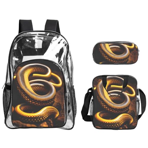 QHZLY Transparenter PVC-Rucksack mit Lunch-Tasche, Federmäppchen, leicht und langlebig QHZLY Transparenter PVC-Rucksack mit Lunch-Tasche, Federmäppchen, leicht und langlebig von QHZLY
