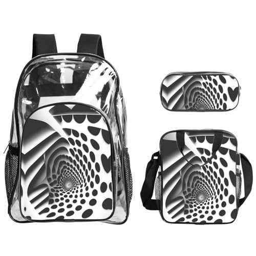 QHZLY Transparenter PVC-Rucksack mit Rotations-Illusion, Lunch-Tasche, Federmäppchen-Set, leicht und langlebig QHZLY Transparenter PVC-Rucksack mit Rotations-Illusion, Lunch-Tasche, Federmäppchen-Set, leicht und langlebig von QHZLY