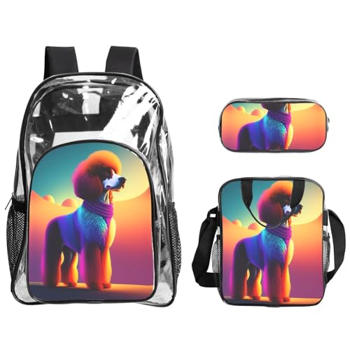 QHZLY Transparenter PVC-Rucksack mit Welpen-Blick-Out-Rucksack, Lunch-Tasche, Federmäppchen-Set, leicht und langlebig QHZLY Transparenter PVC-Rucksack mit Welpen-Blick-Out-Rucksack, Lunch-Tasche, Federmäppchen-Set, leicht und langlebig von QHZLY