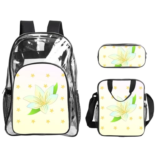 QHZLY Transparenter PVC-Rucksack mit blühenden Narzissen, leicht und langlebig von QHZLY