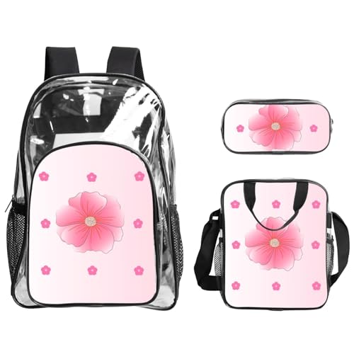 QHZLY Transparenter PVC-Rucksack mit blühenden Nelken, leicht und langlebig von QHZLY