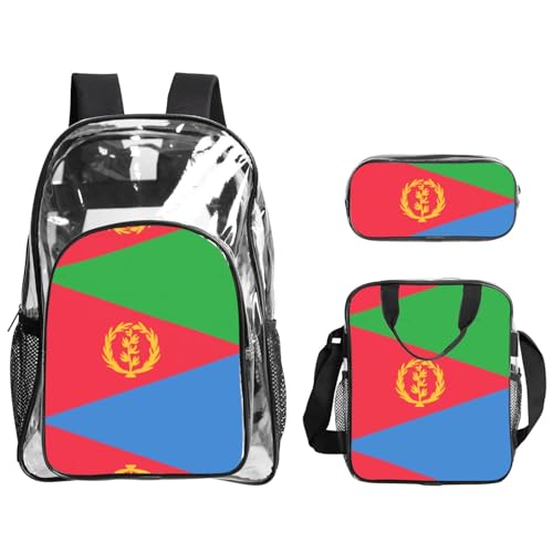 QHZLY Transparenter PVC-Rucksack mit eritreischer Flagge, Federmäppchen, leicht und langlebig von QHZLY