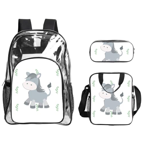 QHZLY Transparenter PVC-Rucksack mit lächelnden Eseln, leicht und langlebig QHZLY Transparenter PVC-Rucksack mit lächelnden Eseln, leicht und langlebig von QHZLY