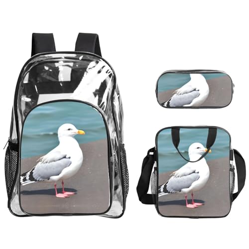 QHZLY Transparenter PVC-Rucksack mit niedlichem Möwen-Design, leicht und langlebig QHZLY Transparenter PVC-Rucksack mit niedlichem Möwen-Design, leicht und langlebig von QHZLY