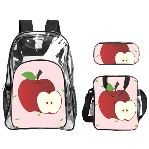 QHZLY Transparenter PVC-Rucksack mit roten Früchten, Federmäppchen, leicht und langlebig von QHZLY