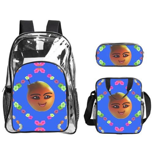 QHZLY Transparenter PVC-Smiley-Rucksack mit gelbem Birnen-Design, leicht und langlebig von QHZLY