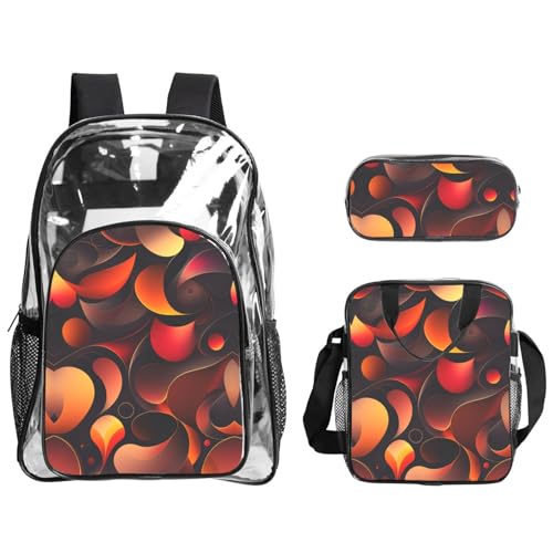 QHZLY Transparenter PVC-nahtloser Rucksack, Lunch-Tasche, Federmäppchen-Set, leicht und langlebig von QHZLY