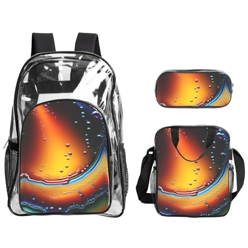 QHZLY Transparentes PVC-Federmäppchen-Set, nahtlose Textur von Wasser, Öl, Rucksack, Lunch-Tasche, Federmäppchen, leicht und langlebig von QHZLY