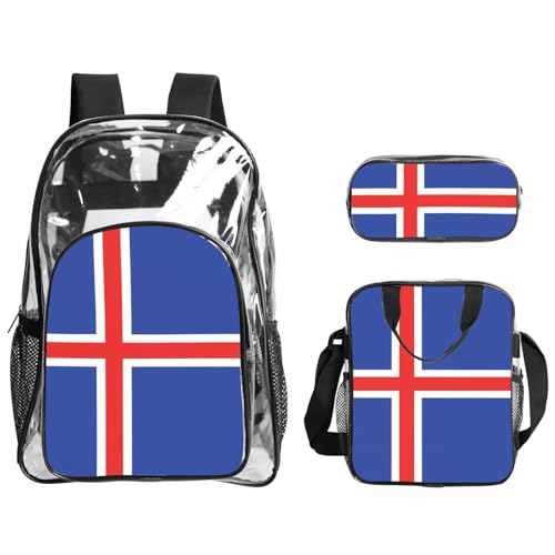 QHZLY Transparentes PVC-Flaggen-Rucksack, Lunch-Tasche, Federmäppchen-Set, leicht und langlebig von QHZLY