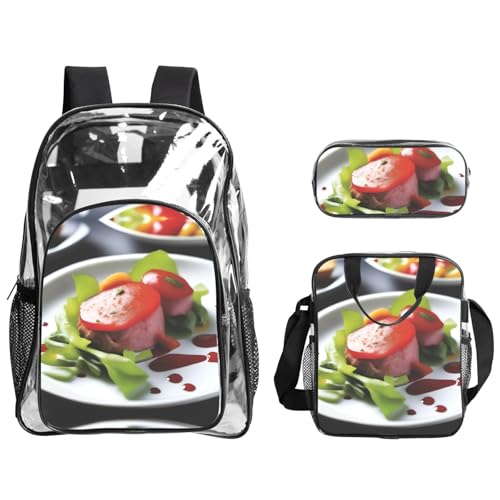 QHZLY Transparentes PVC-Geschirr-Rucksack, Lunch-Tasche, Federmäppchen, leicht und langlebig von QHZLY