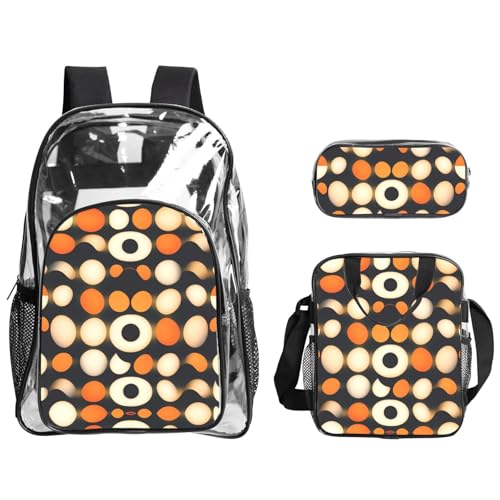 QHZLY Transparentes PVC-Lächelmuster, Rucksack, Lunchtasche, Federmäppchen, Set, leicht und langlebig von QHZLY