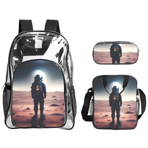 QHZLY Transparentes PVC-Rucksack, Lunch-Tasche, Federmäppchen, leicht und langlebig von QHZLY