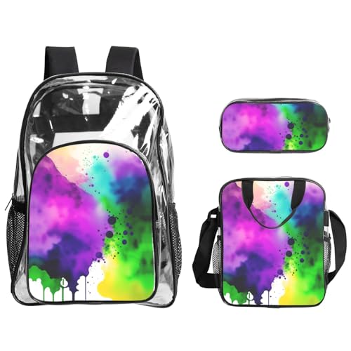 QHZLY Transparentes PVC-Rucksack, Lunch-Tasche, Federmäppchen, leicht und langlebig von QHZLY