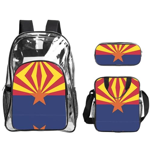 QHZLY Transparentes PVC-Rucksack mit Arizona-Flagge, Federmäppchen, leicht und langlebig QHZLY Transparentes PVC-Rucksack mit Arizona-Flagge, Federmäppchen, leicht und langlebig von QHZLY