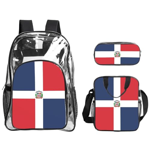 QHZLY Transparentes PVC-Rucksack mit Dominikanische Republik, Federmäppchen, leicht und langlebig QHZLY Transparentes PVC-Rucksack mit Dominikanische Republik, Federmäppchen, leicht und langlebig von QHZLY