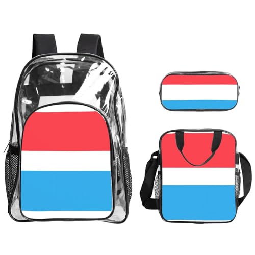 QHZLY Transparentes PVC-Rucksack mit Luxemburger Flagge, Federmäppchen, leicht und langlebig QHZLY Transparentes PVC-Rucksack mit Luxemburger Flagge, Federmäppchen, leicht und langlebig von QHZLY