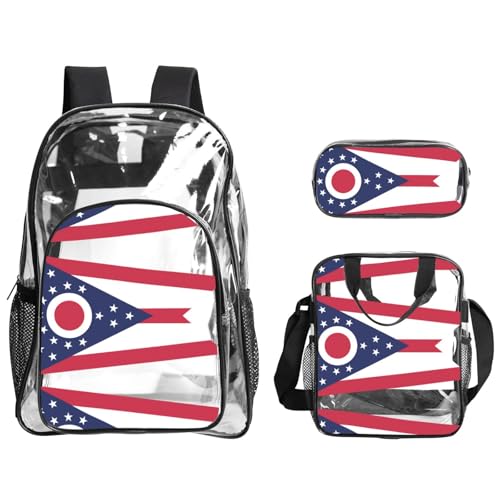 QHZLY Transparentes PVC-Rucksack mit Ohio-Flagge, Lunch-Tasche, Federmäppchen, leicht und langlebig QHZLY Transparentes PVC-Rucksack mit Ohio-Flagge, Lunch-Tasche, Federmäppchen, leicht und langlebig von QHZLY