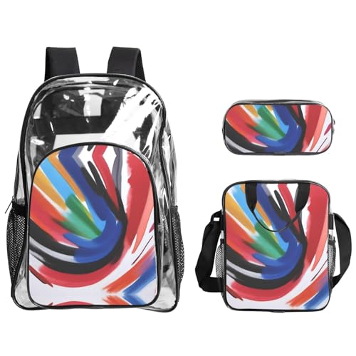 QHZLY Transparentes PVC-Rucksack mit Pinselstrichen, leicht und langlebig von QHZLY