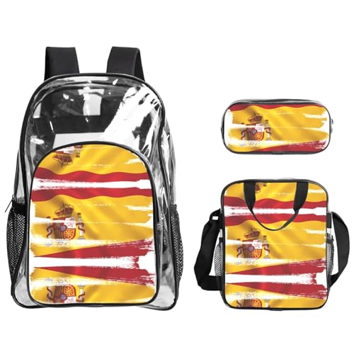 QHZLY Transparentes PVC-Rucksack mit Spanien-Flagge, Lunch-Tasche, Federmäppchen, leicht und langlebig von QHZLY
